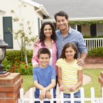 Hispanic family outside home